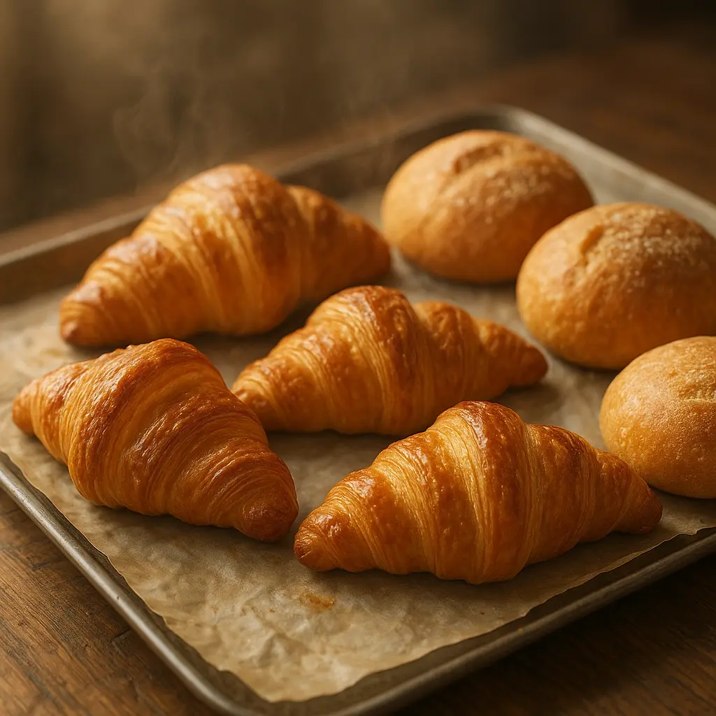 Croissants und Brötchen